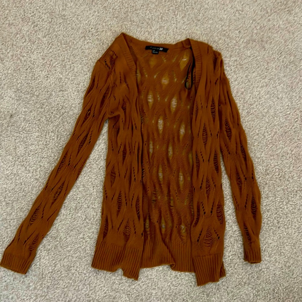 brown cardigan